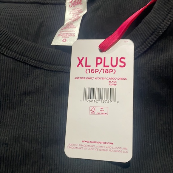 JUSTICE girl knit woven cargo dress black & Olivia grey size 16/18 XL plus 🔥 - Picture 6 of 6